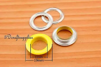 

eyelets metal with washer grommets yellow round 60 sets 12 mm CK68