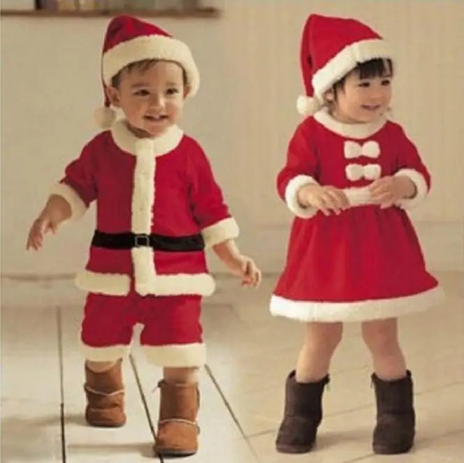 Baby Christmas clothes boys girls red christmas Romper infant jumpsuit children clothing sets baby rompers+Hat
