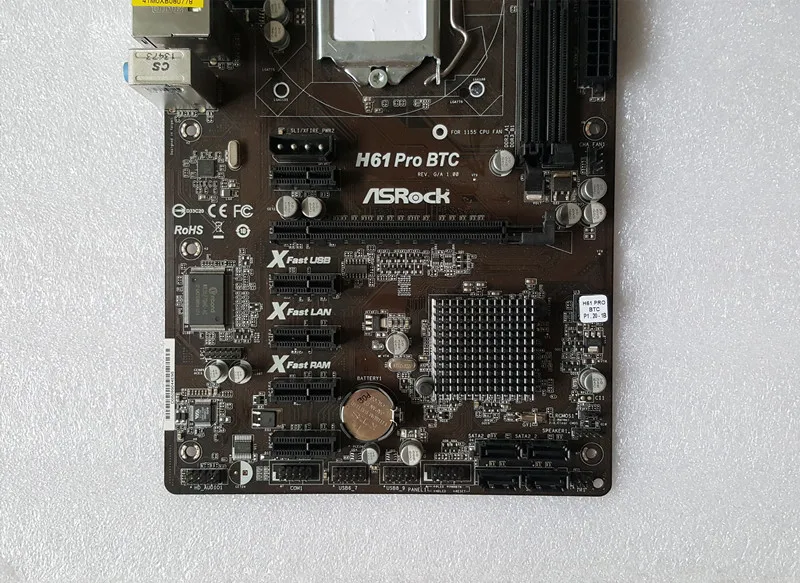 Оригинальная б/у горная плата H61 для ASRock H61 Pro BTC LGA 1155 DDR3 6* PCI-E ATX(альтернатива для TP61A H61B P61S2