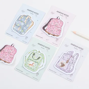 

30 Sheets/PC Korean Stationery Cute Cartoon School Backpack Sticky Notes Bookmark Sticker Memo Pad Kawaii Stationery