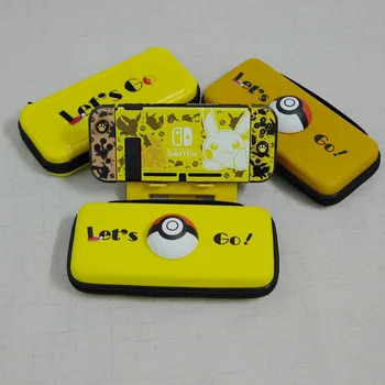

Let's Go Pokemons Back Cover Case for Nintendo Switch NS Console Joycon Shell Game Pikachus Eevee Carry Storage Bag+Thumb Grips