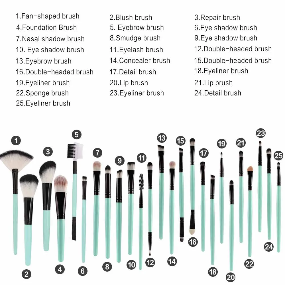 Профессиональный набор кистей для макияжа, 25 шт., женская мода, пудра, Жидкая основа, румяна, тени для век, косметический набор кистей для красоты