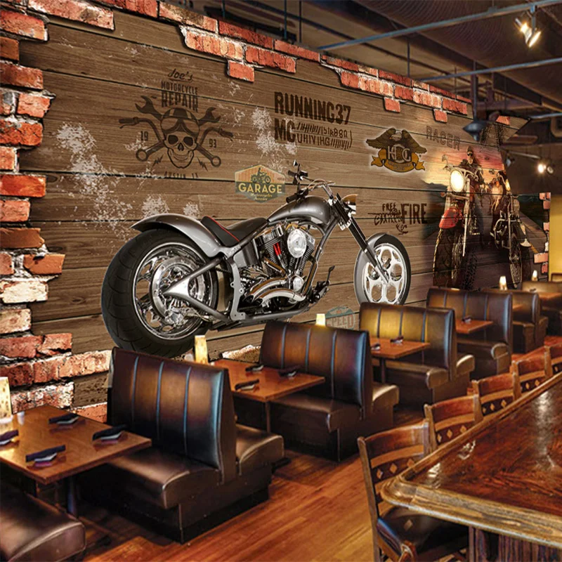 Personalized Customization Retro Motorcycle Brick Wallpaper Restaurant Cafe  Creative Decor 3d Embossed Mural Papel De Parede 3 D - Wallpapers -  AliExpress