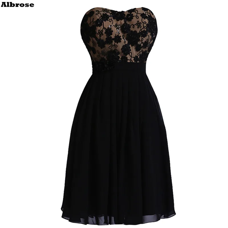 Sequined Flowers Evening Dress Black Short Evening Dresses Elegant ...