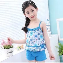 szyadeou летняя одежда для маленьких девочек для малышей и детей постарше; пляжная одежда в полоску Цветочный купальный костюм со штанами комплект детской одежды Купальники для малышей Бана F1