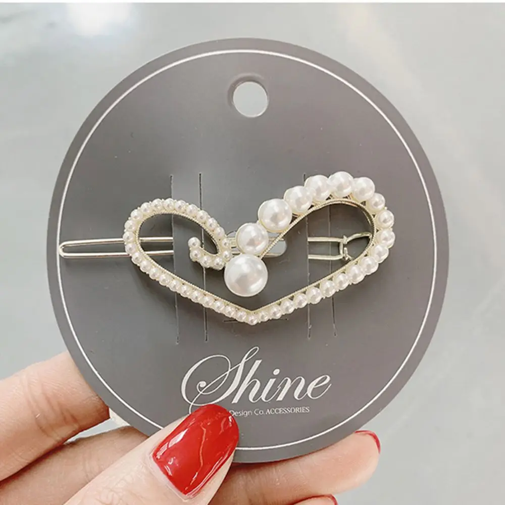 Hot Fashion Women Imitation Pearl Cystal Hair Clip Korean Hairpin Geometric Heart Waterdrop Hair Styling Accessories