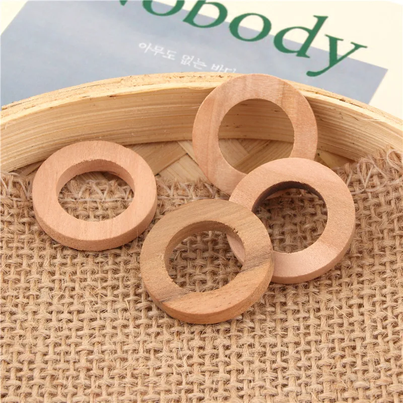 

30pcs Natural Wood Circle Ring Pendants Connectors Beads Jewelry Making Findings- No Varnish&No Lacquer 25mm WB22