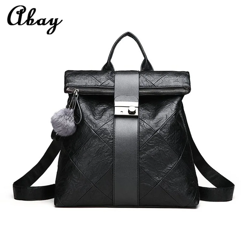 

2019fashion new anti-theft backpack women's backpack solid fashion school bag girls PU leather backpack Mochilas Mujer