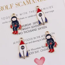 100pcs 28mm diy jewelry Missile Rocket Charms alloy gold color enamel Spaceship astronaut charms pendant for bracelet CH0213