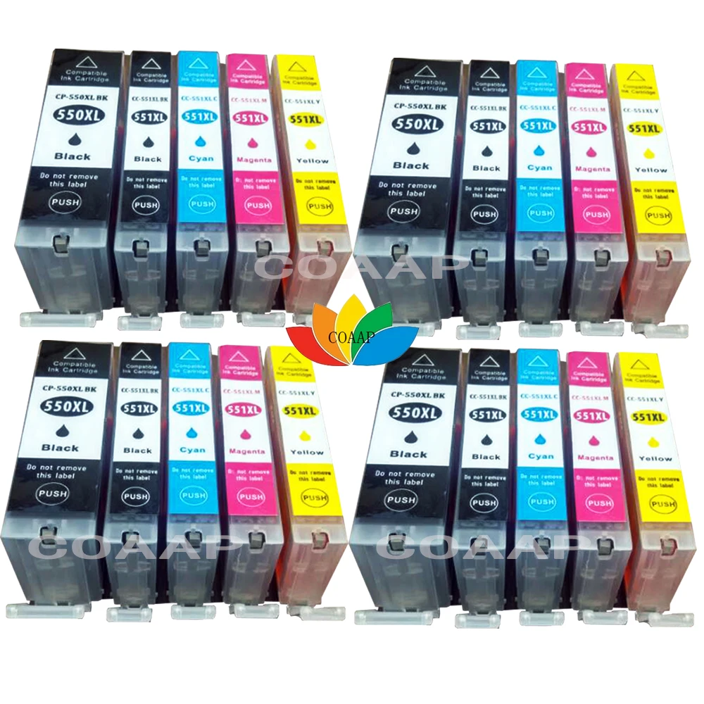20 совместимых чернильных картриджей Canon CLI 551 PGI 550 для Pixma iP7250 iX6850 MG5550 MG5650 MG6450 MG6650