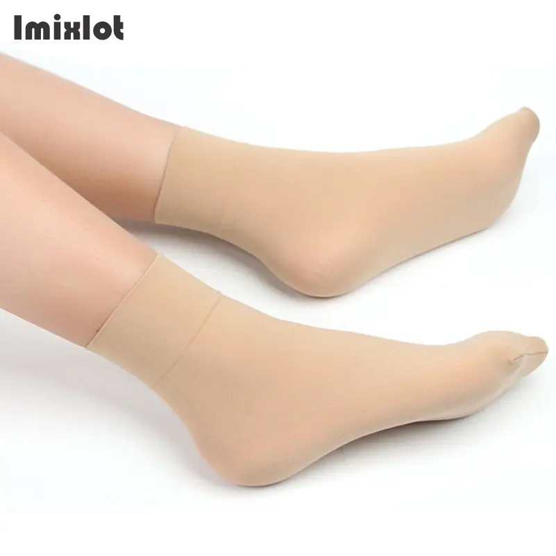 Imixlot 10 пара/лот Летний стиль шелковые носки женские тонкие хрустальные короткие носки однотонные дышащие сексуальные кожаные носки Calcetines