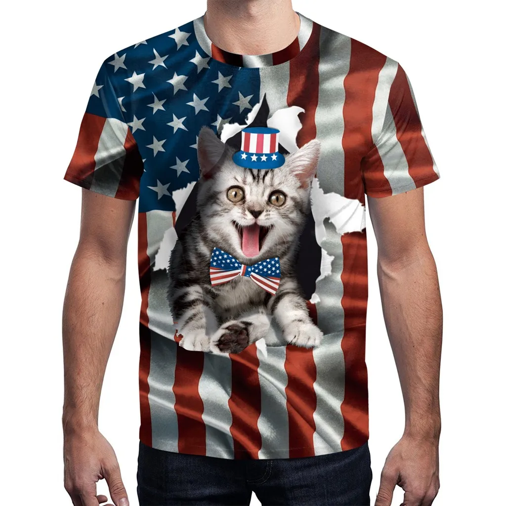 

Men's t shirt camisetas hombre Summer 3D USA Flag Casual Printed Men Shirts Loose Round Neck T-Shirt Tops streetwear Tee Clothes