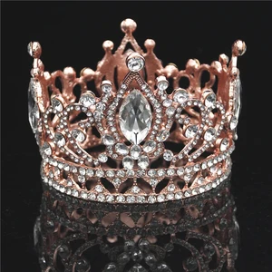 Rose Gold Wedding Crown Bride Tiara Rhinestone Crystal Tiaras And Crowns Princess Diadem Small Headwear Wedding Hair Jewelry