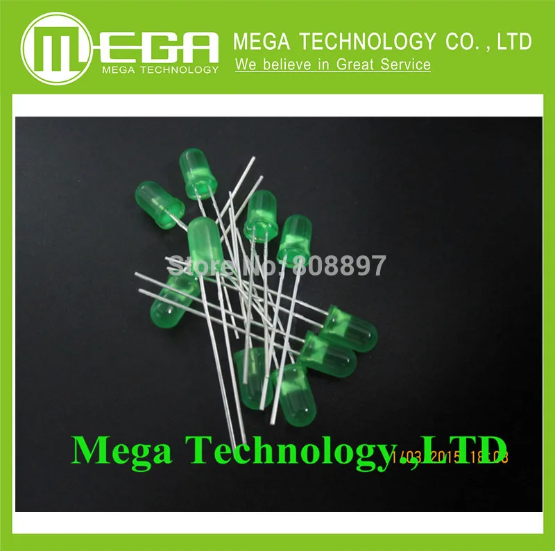 

Free shipping 100pcs /lot 5MM Led Green Color 5MM LED bulbs green light emitting diode F5mm Green LED