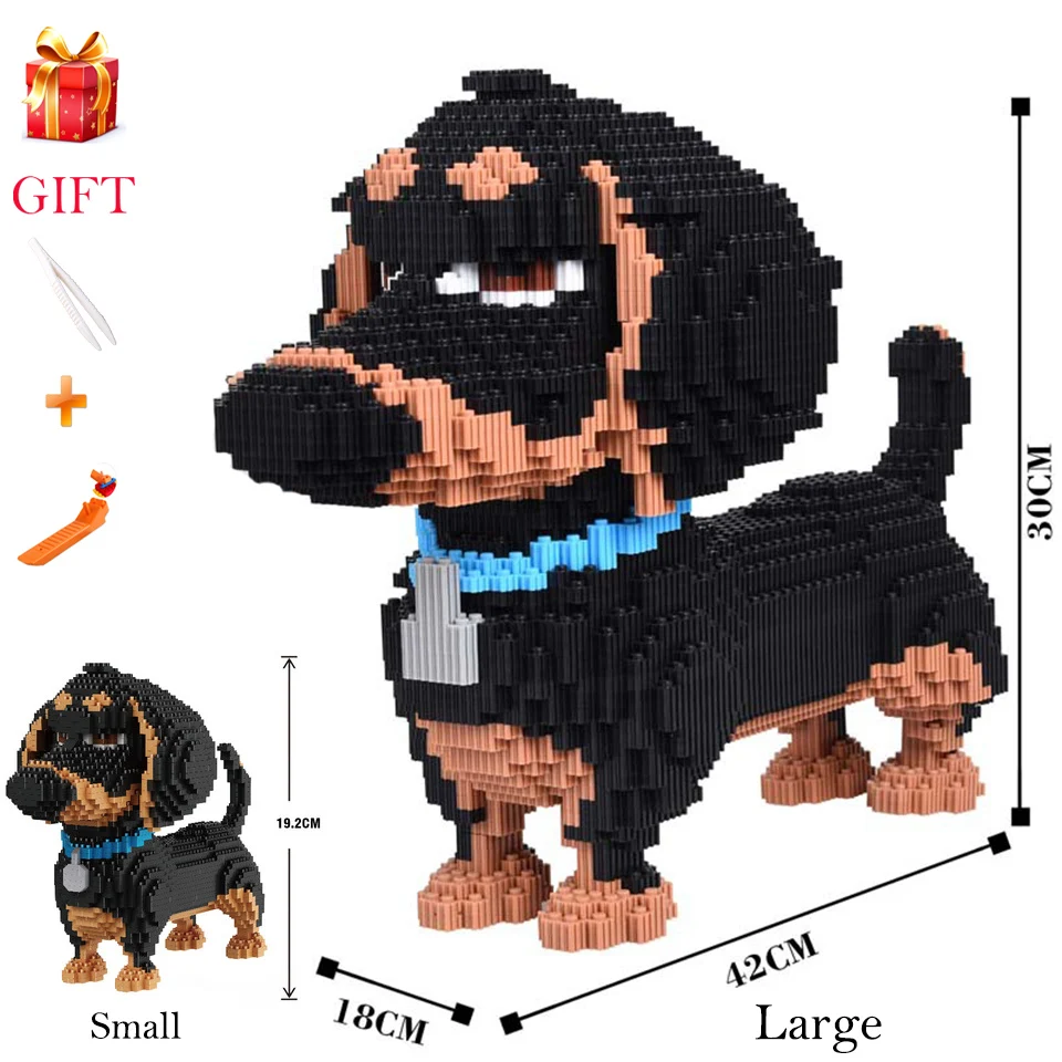 

1PC Cute Animal Dog Pet Large Size Building Blocks Toy Educational Assemable Bricks Children Model Compatible With Legoed Gifts