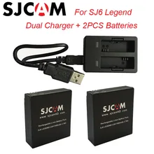 SJCAM 2 шт. sj6 Батареи 3.8 В 1000 мАч Перезаряжаемые Батарея + двойной Зарядное устройство для SJCAM sj6 Легенда Спорт действий камера Интимные аксессуары
