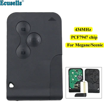 

Smart card 3 Button Remote key 434Mhz PCF7947 Chip for Renault Megane Scenic with Uncut Key Blade with LOGO