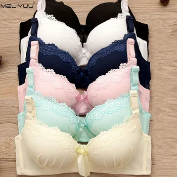 

Teenage Girl Underwear Sexy Lace Bra for Women Fashion Push Up Light Padded Bralette Wireless brassiere Small Lingerie BH