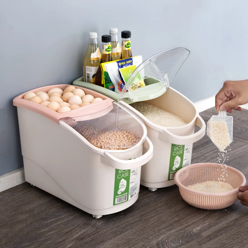 

Home transparent flip rice bucket 25kg kitchen storage box household sealed moisture-proof insect-proof plastic rice jar