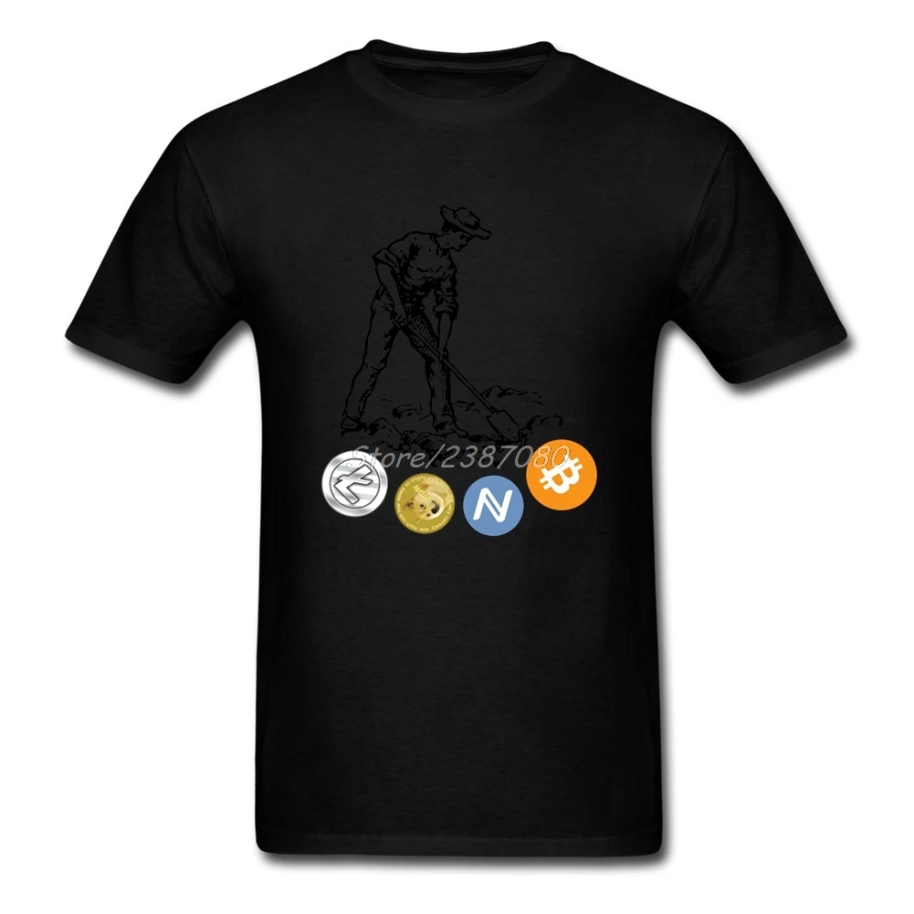 Cryptocurrency Miner T Shirt Short Sleeve Custom Pp Vegan Cotton Plus Size Bitcoin Dogecoin Litecoin Tees Shirts Homme