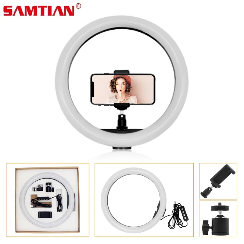 Кольцевой светильник SAMTIAN кольцевая лампа 12 дюймов USB 3 скорости бесступенчатая