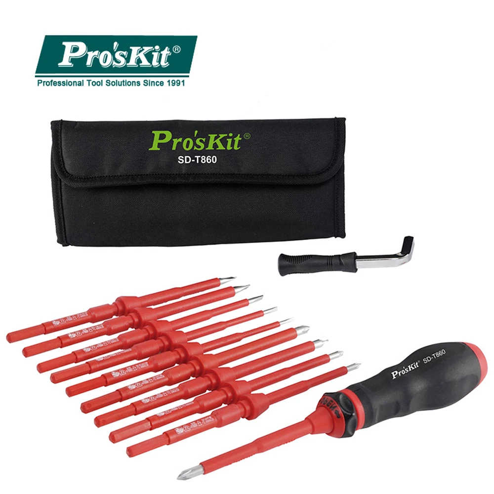 

Pro'skit SD-T860 12pcs Torque Screwdriver Set 1000V High-Voltage Insulation High Temperature Resistant Controlled Fastening