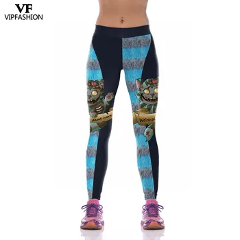 

VIP FASHION 2019 Latest Style Ladies 3D Halloween Zombie Cat Printed Pants Sexy Sports Plus Size Casual Leggings For Women