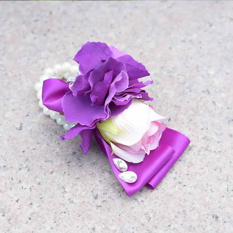 Kyunovia шелковые свадебные цветы искусственные розы Букет невесты букеты роз 3 шт. комплект Фиолетовый акцент брошь букет невесты FE83