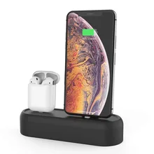 2 in 1 Silicone Holder for Airpods Case Charger for Apple Airpods Accessories Charging Dock Stand Base Holder for iPhone X XS XR
