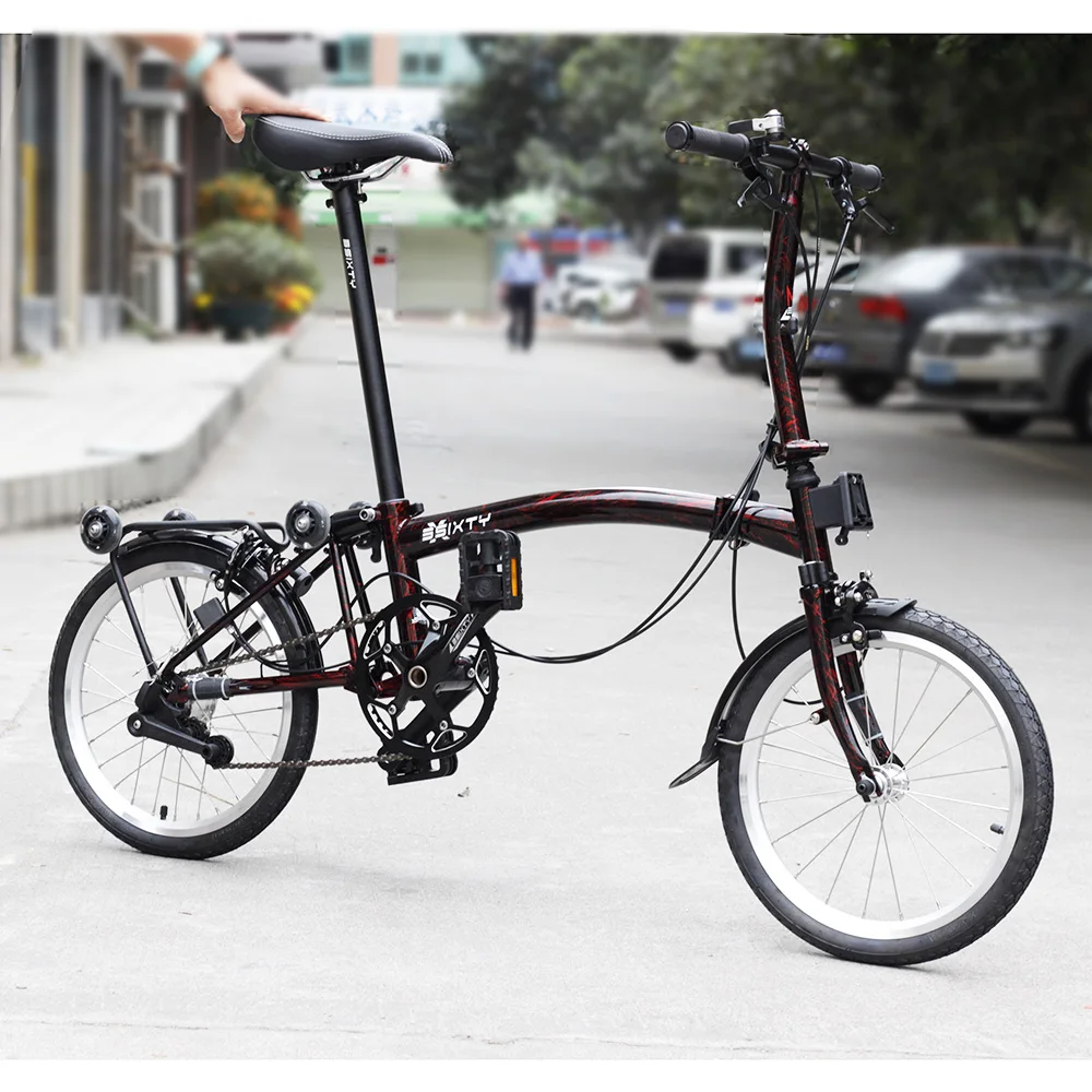 3SIXTY Chrome Steel Folding Bike 16\ 349 Urban Commuter Bicycle with Caliper Brake Rear Rack Inner 3 Speed Foldable Bikes