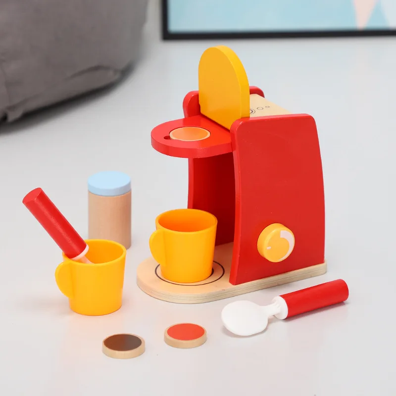 

House Toy Wooden Coffee Machine Breakfast Combination Afternoon Tea Early Education Simulation Toy Children Chef Toy