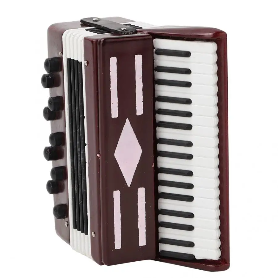 

Home Decoration Accessories Feng Shui 6CM Miniature Wooden Red Accordion Model Instrumental Model With Delicate Box Musical