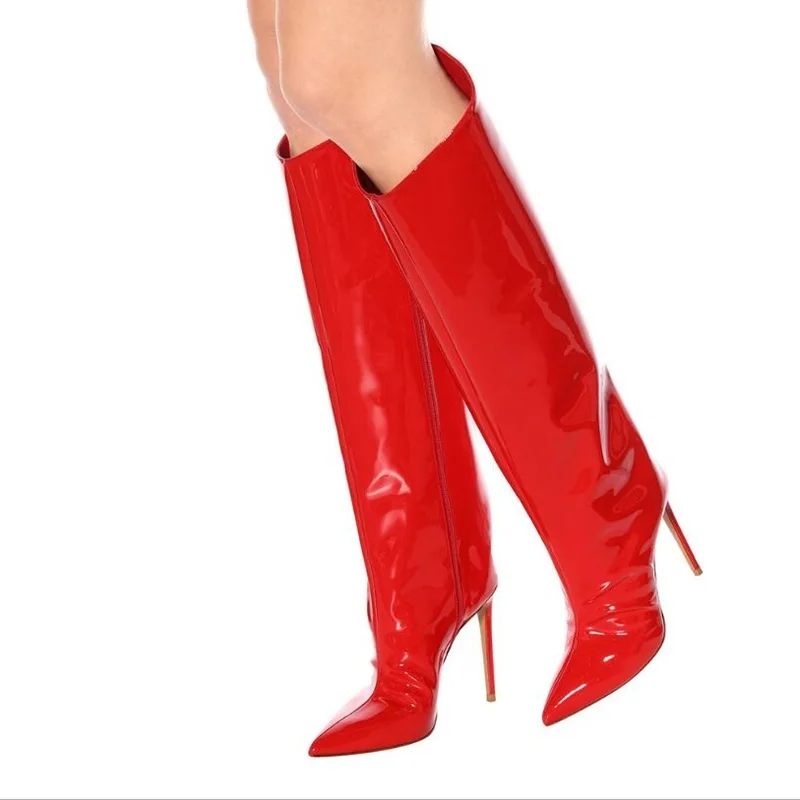 Buy big size 34 46 red knee high boots new women