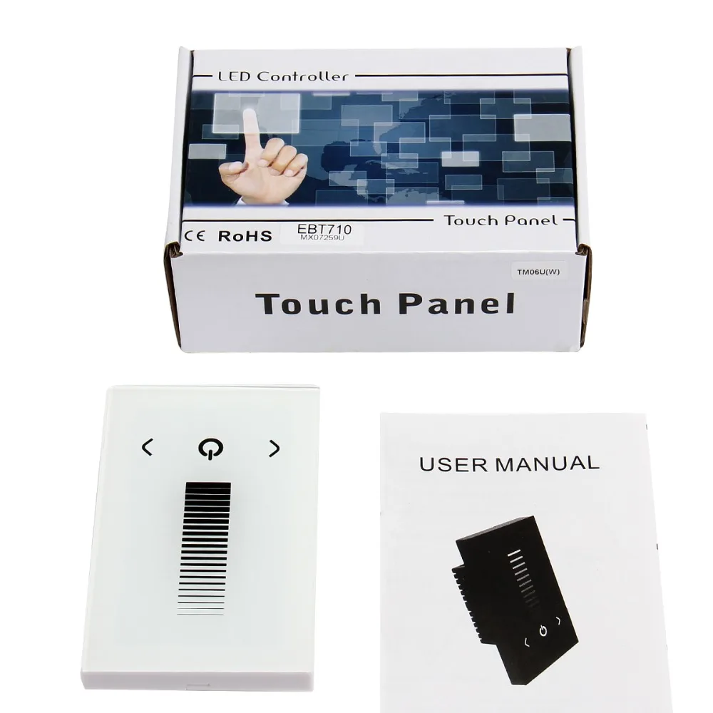 SuperNight DC12-24V LED Controller Glass Touch Panel Wall Switch Brightness Single Color Dimmer Adapter for LED Strip Light Lamp (12)