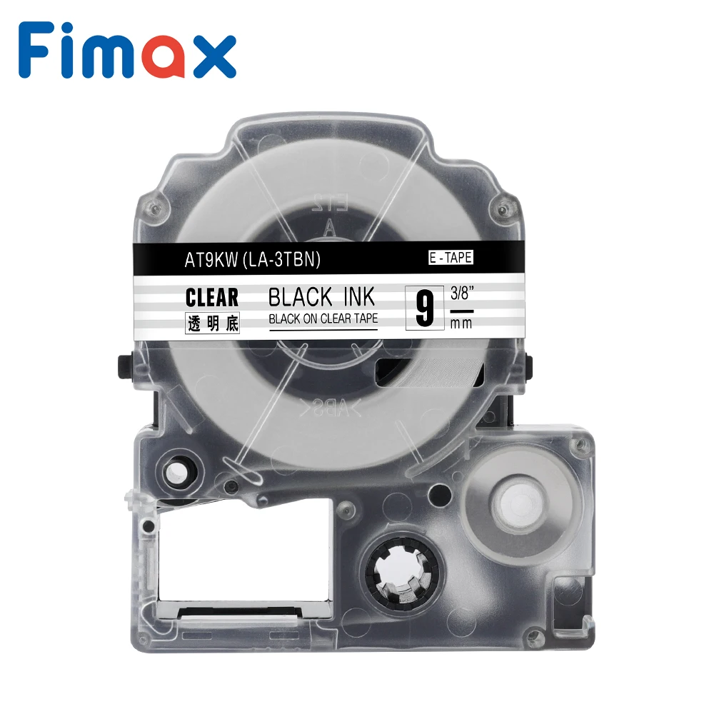 Черная прозрачная лента Fimax ST9KW 9 мм совместимая с этикетками Epson этикетка