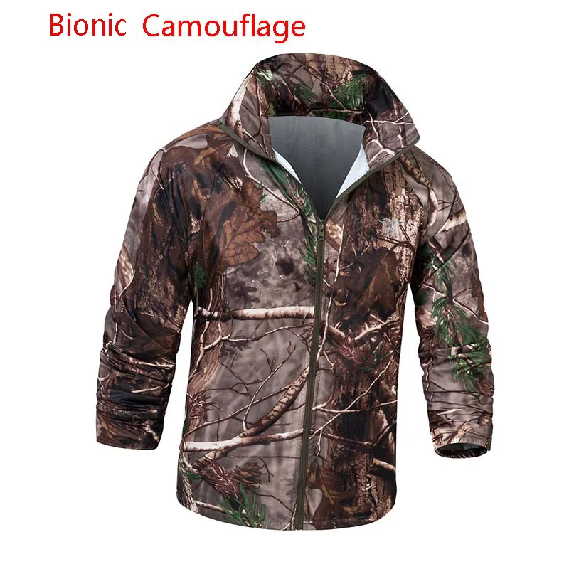 Военная Тактическая легкая камуфляжная куртка, летняя мужская водонепроницаемая тонкая куртка-дождевик с капюшоном, ветровка, военная армейская кожаная куртка - Цвет: Bionic Camouflage