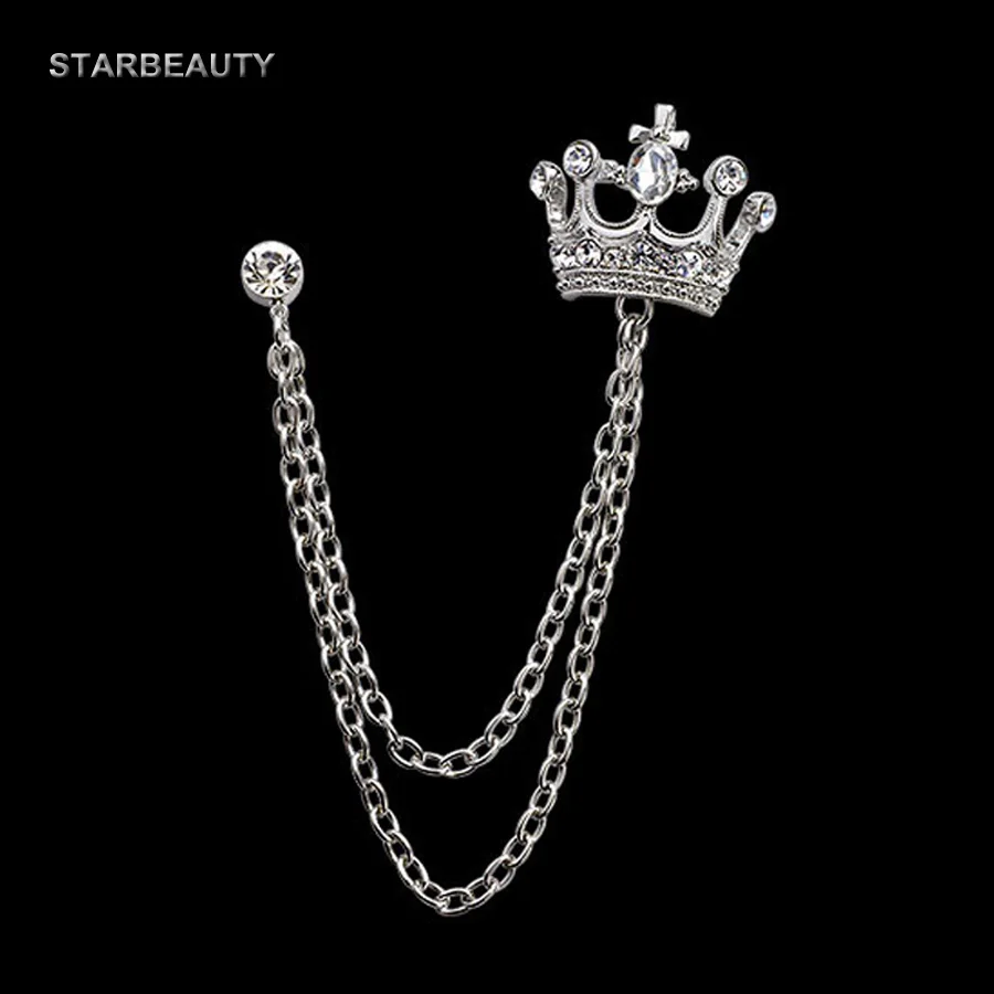 Classic European Crown Brooch Lapel Pin Men Suit Boutonniere Badge