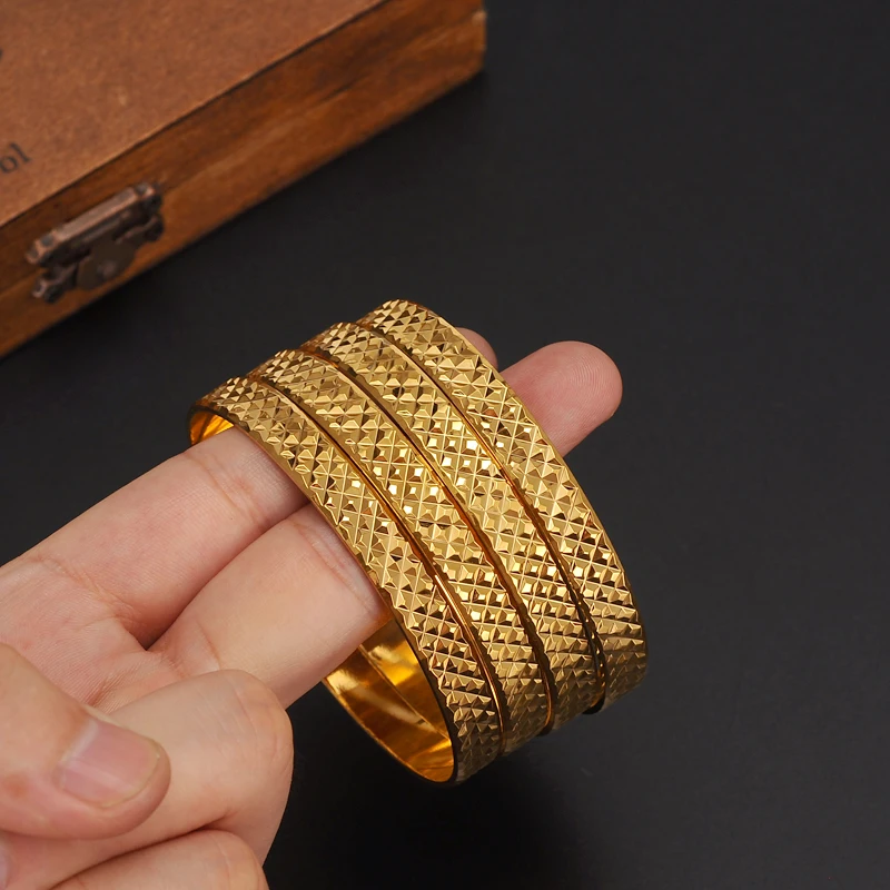 1 шт. золотистые браслеты с диаметром 2 6 дюйма из Дубаи для BanglesBracelets китайские