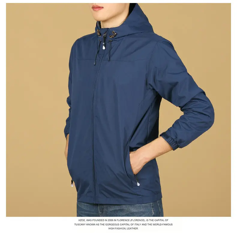 Spring Jacket Men 2019 Windbrear Jacket Male Coats Hooded Mens Jacket Brand Sports Windproof Waterproof Outwear Zipper Pockets S 8
