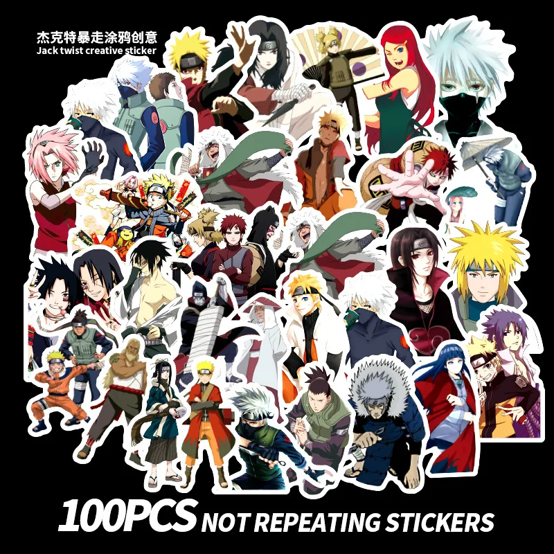 

100 Pieces of Non-repeat Naruto Set Stickers Personality Foreign Trade Cartoon Pull Box Suitcase Graffiti Stickers Waterproof