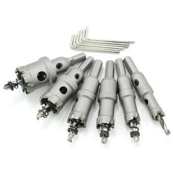 

6Pcs Core Drill Bit 14/16/18.5/20/25/30Mm Stainless Steel Hole Saw Tct Carbide Tip Drill Bit Metal Cutting Drilling Power Tool