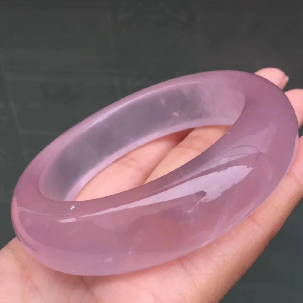 

58mm Genuine Natural Mozambique Rose Quartz Bangle Clear Stone For Women Lady Gift 18x11mm Love Stone Bangle AAAAA Drop Shipping