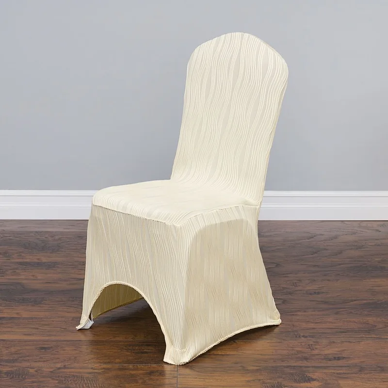 100PCS Wavy Stretch Banquet Chair Cover Polyester Stripe Chair Seat