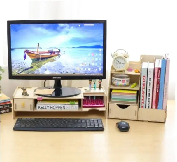 Folder Sorting Shelf Computer Monitor Screen Raised Shelf Base In