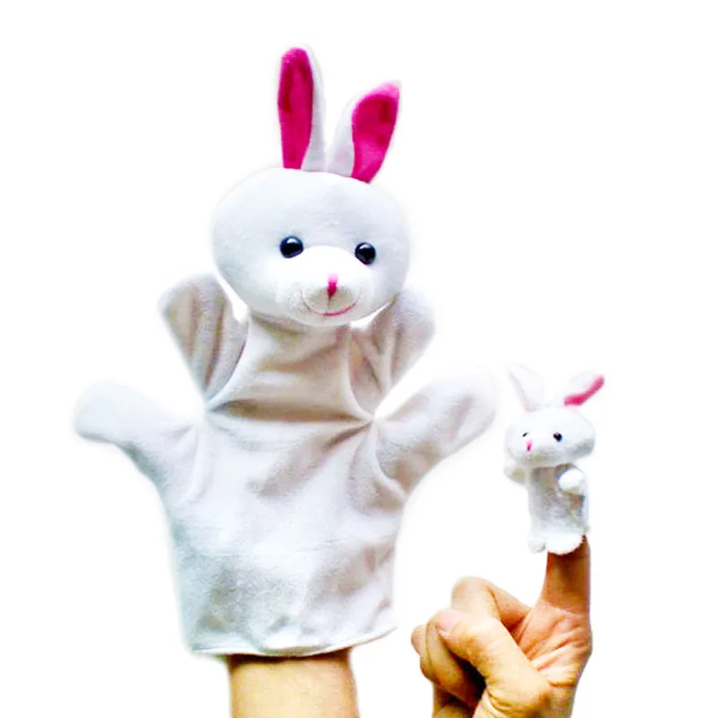2 шт./лот смешные стороны кукол Игрушечные лошадки животных Finger Марионетки Детские Мультяшные плюшевые игрушки ручной Куклы Марионетки Игрушечные лошадки Прихватки для мангала куклы кукольный - Цвет: Rabbit