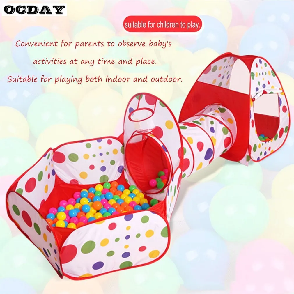 

New 3-In-1 Children's Foldable Portable Track Toy Tent Kids Crawling Pipeline Indoor Outdoor Indoor Field Tabernacle Toy Tents
