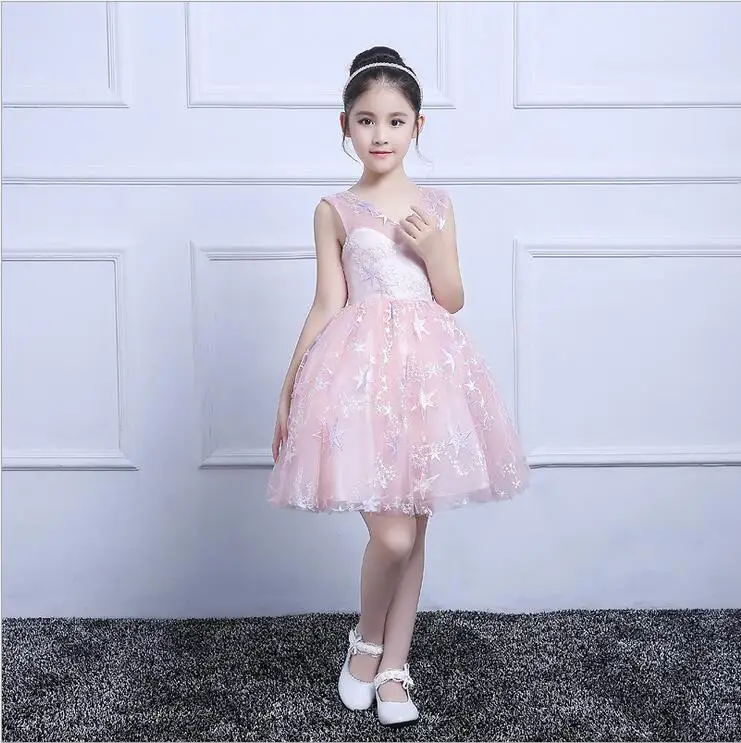 

A-Line Flower Girl dresses for Weddings Sleeveless First Communion Dresses for Girls Knee Kength Lace Girls Pageant Dresses