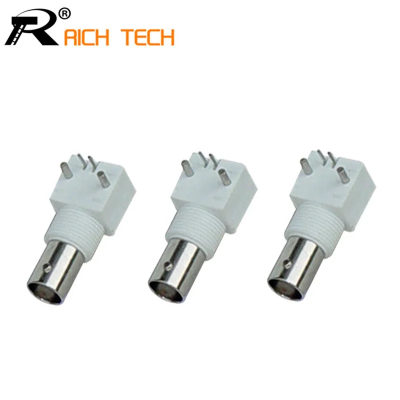 

BNC FEMALE RIGHT ANGLE PANEL MOUNT PLASTIC TYPE White PC Board PCB Mount Right Angle BNC Female With Nut bulkhead Connector 3pcs