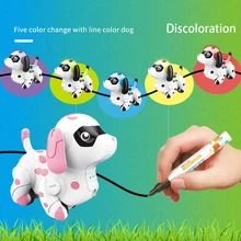 Follow Any Drawn Line Cute Colors Changing Smart Animals Electric Gift Inductive Puppy Model Children Toy Indoor Robotic Dog