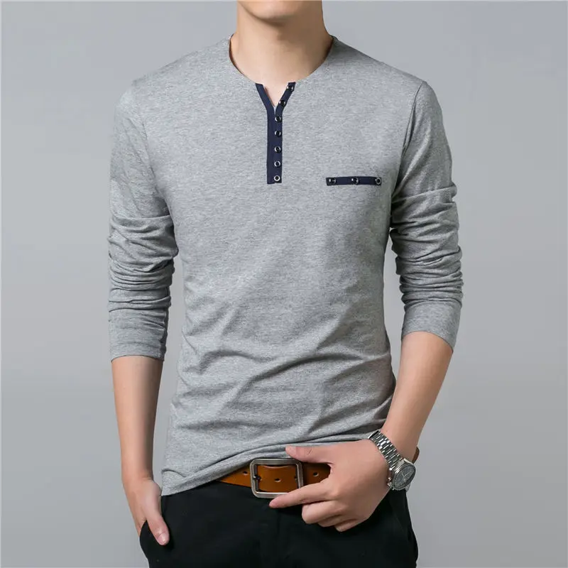 COODRONY Cotton T Shirt Men 2018 Spring Autumn New Long Sleeve T-Shirt Men Henry Collar Tee Shirt Men Fashion Casual Tops 7617 HTB1JcYAPpXXXXc6aXXXq6xXFXXXU - COODRONY Cotton T Shirt Men 2018 Spring Autumn New Long Sleeve T-Shirt Men Henry Collar Tee Shirt Men Fashion Casual Tops 7617